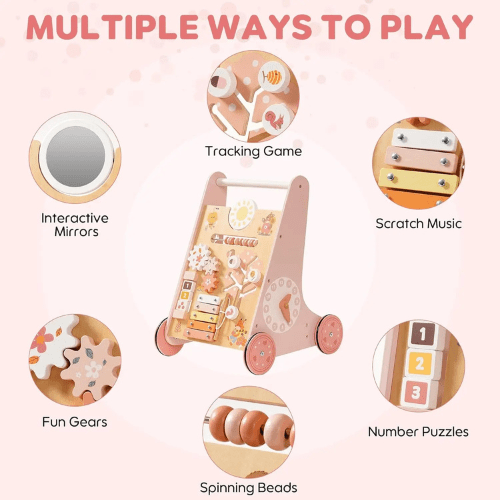 Wooden Baby Walker – Stable Activity Push Toy for Toddlers