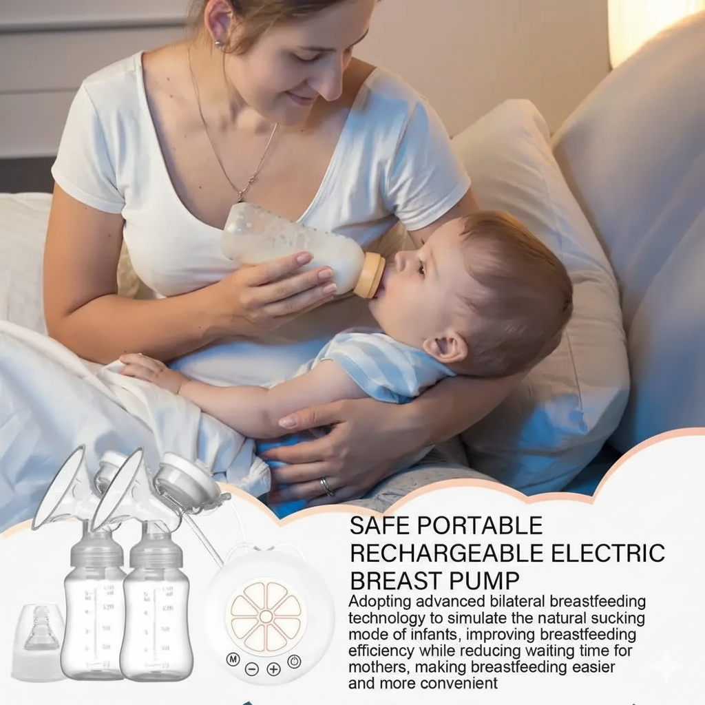 Electric Breast Pump with 2 Bottles | Portable