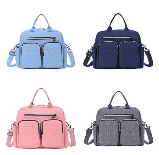 Sky Blue Mom Travel Diaper Bag Backpack with large capacity, waterproof design, and multiple pockets for baby and newborn essentials.