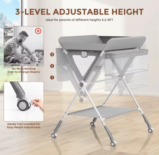 Collapsible baby diaper care station with Oxford cloth and iron frame