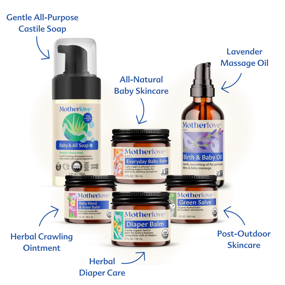 Motherlove certified cruelty-free and non-GMO baby care bundle