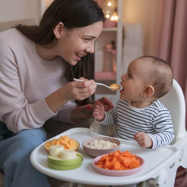 Baby feeding essentials including bottles, utensils, bibs, and mealtime accessories.