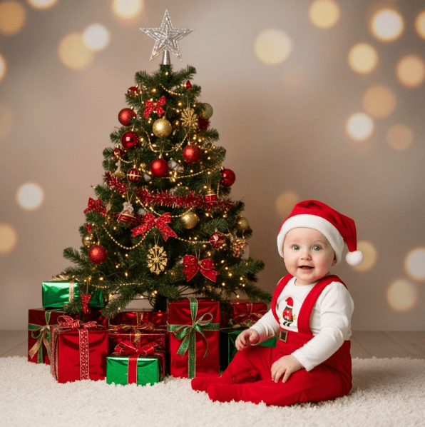 Cute baby Christmas outfit with hat