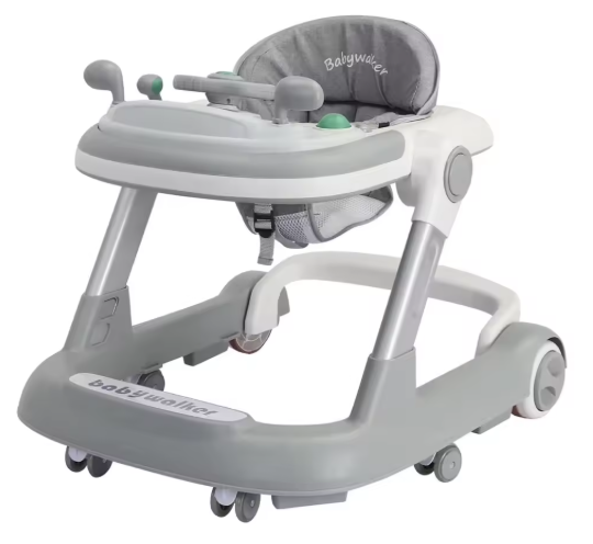 2 in 1 Baby Walker with Removable Feeding Tray & Music Tray – Foldable Toddler Walker for Learning to Walk