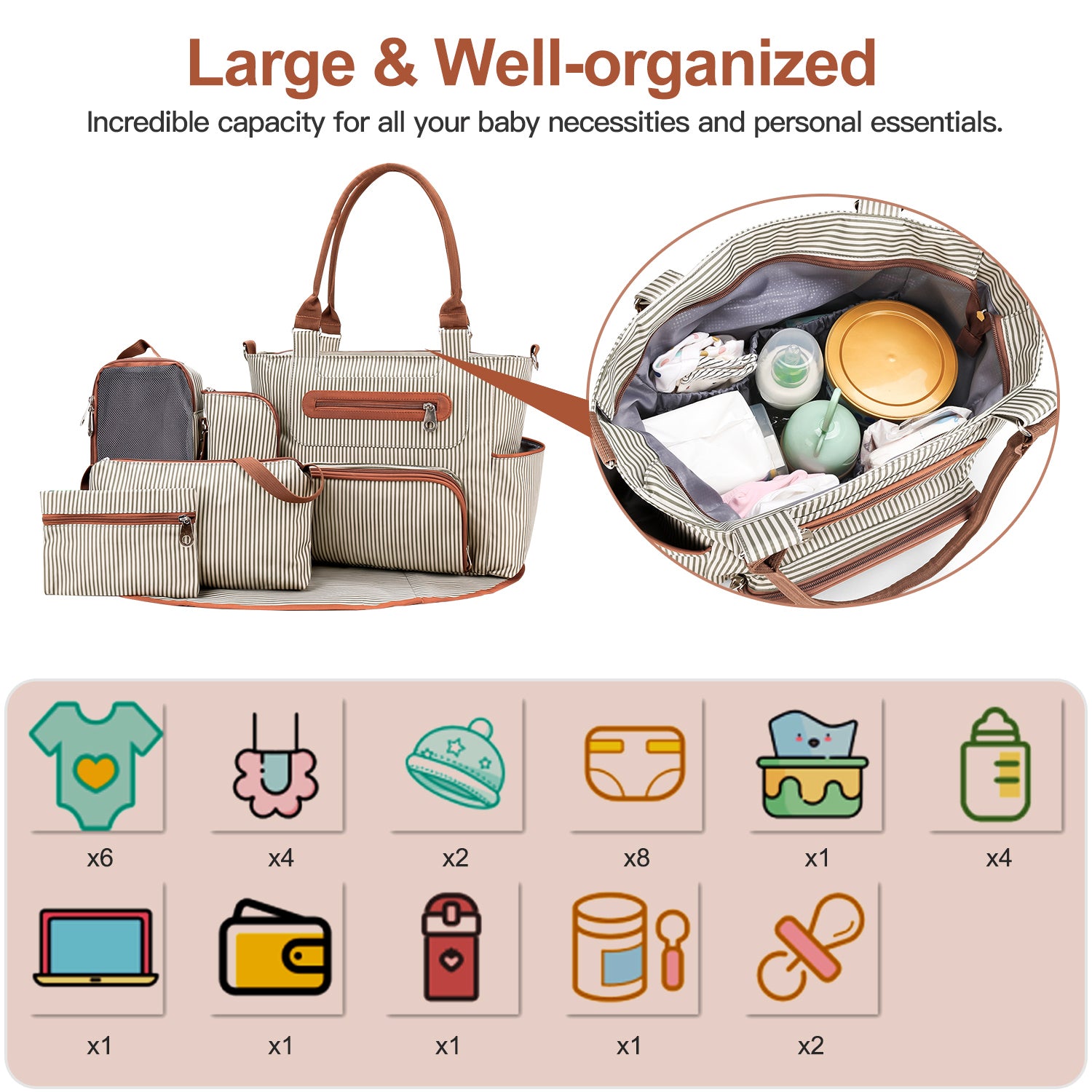 Lightweight mom diaper bag with smart compartments for baby essentials