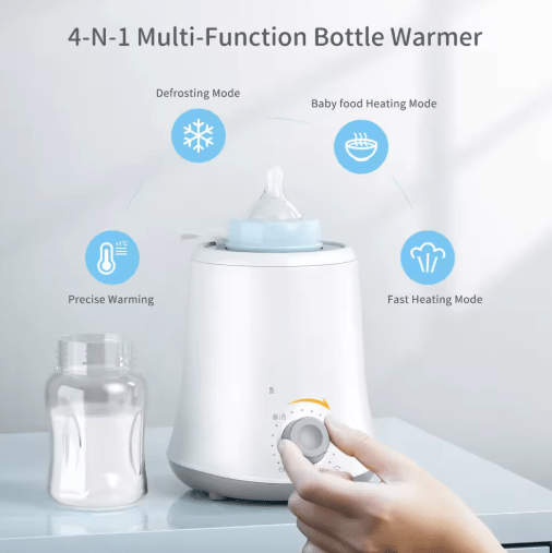 White baby milk warmer with wide compatibility for bottles