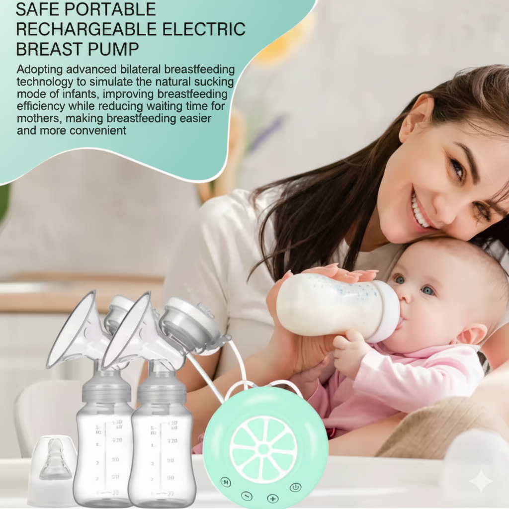 Portable double electric breast pump for moms