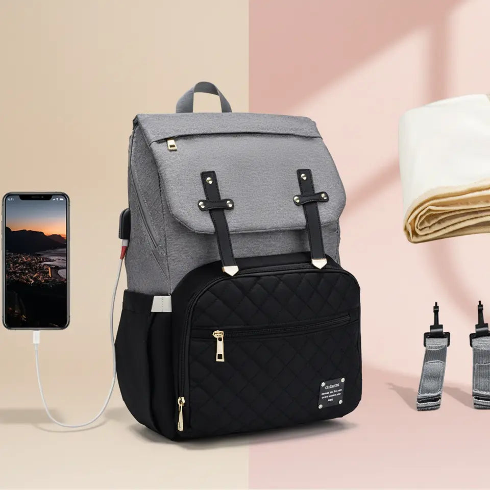 Large capacity baby care sac mommy bag with elegant design and soft texture