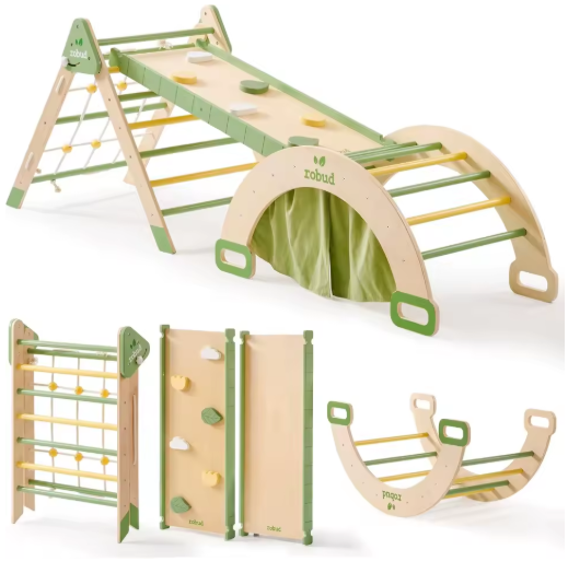 Educational wooden climbing frame toy to develop kids balance and coordination
