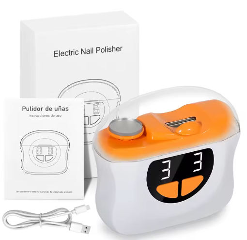 Electric baby nail clipper 2 in 1, safe and quiet nail trimmer for newborn and toddler, gentle manicure tool with anti-splash design.