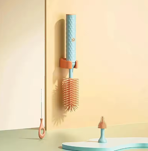 Electric baby bottle brush cleaner, rechargeable waterproof silicone bottle cleaner for newborns, feeding essentials cleaning tool for moms.