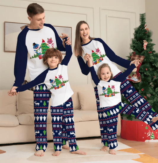 Family matching Christmas pajamas set in red plaid cotton, long sleeve sleepwear for parents, kids, and babies.