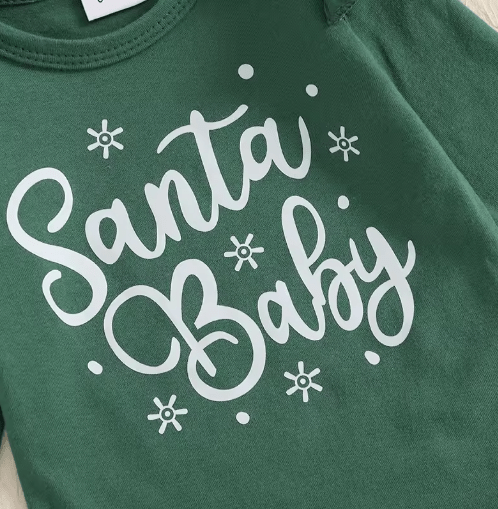 Festive baby girl Christmas romper and plaid shorts for 0–18 months