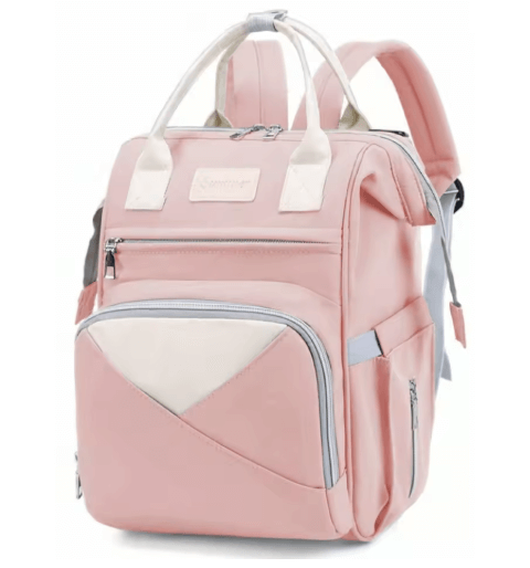 Travel diaper backpack with wide open top and 14 pockets