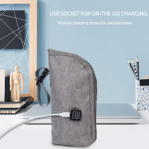 USB heating milk bottle bag with adjustable temperature settings