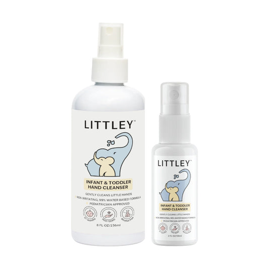 Infant and toddler hand cleanser spray with HOCl, gentle and non-toxic formula