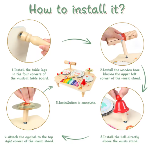 Wooden Drum Set for Kids – Montessori Musical Educational Toy