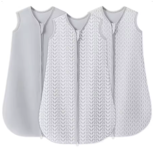 Baby Sleep Sacks 3-Pack – 100% Cotton Wearable Blanket 0-6 Months