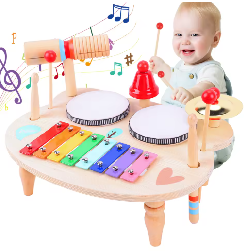 Wooden Drum Set for Kids – Montessori Musical Educational Toy